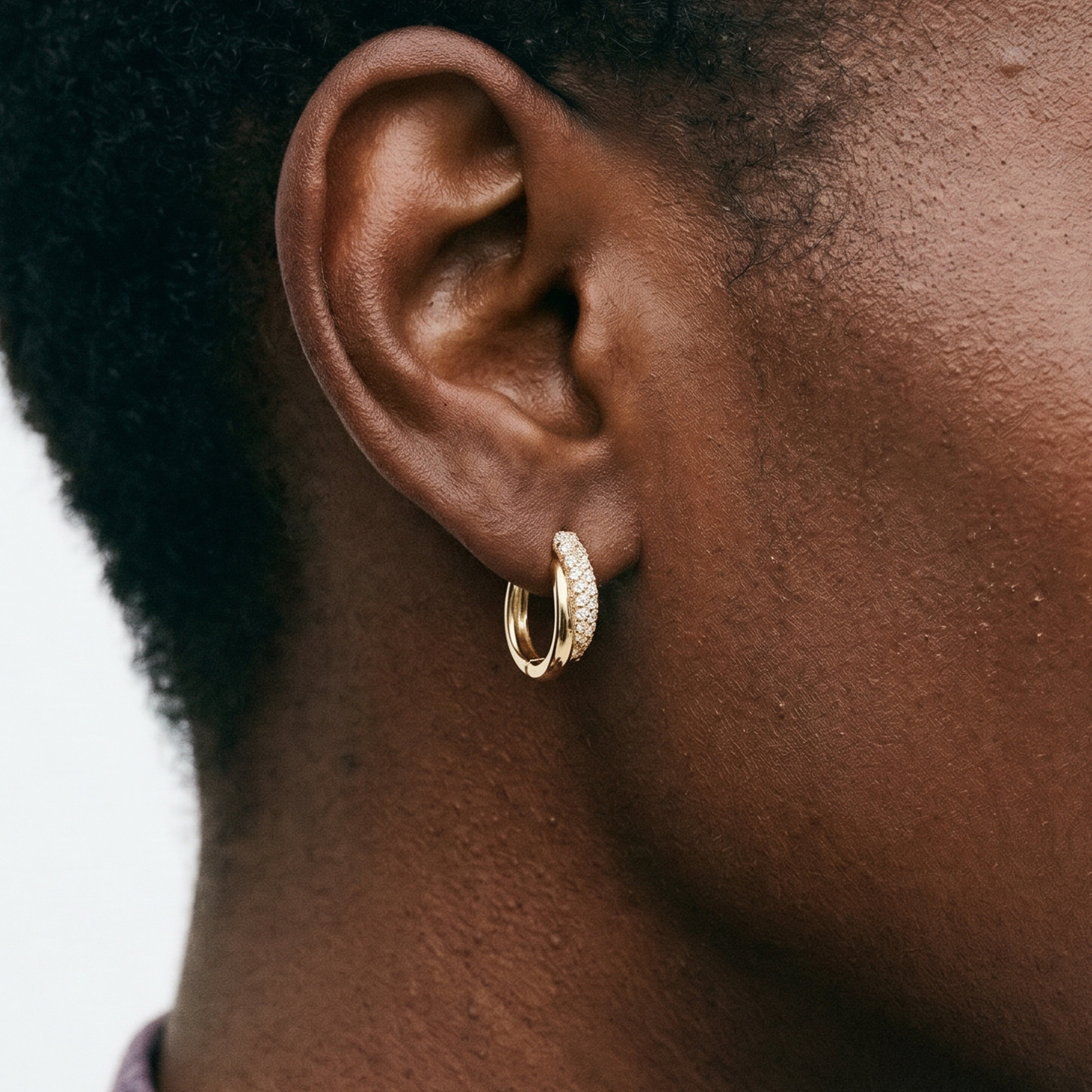 Infinity Pave Hoops In Gold & White Crystals