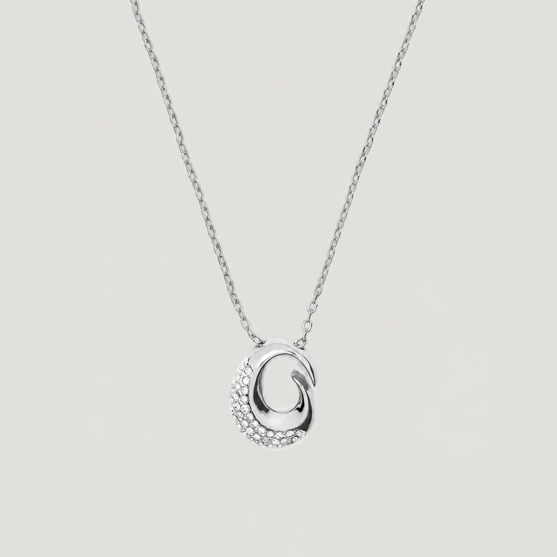 Insignia Pave Necklace in Silver