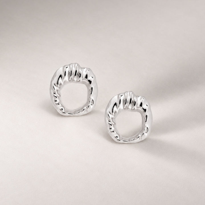 Iyun Face on Stud Earrings in Silver