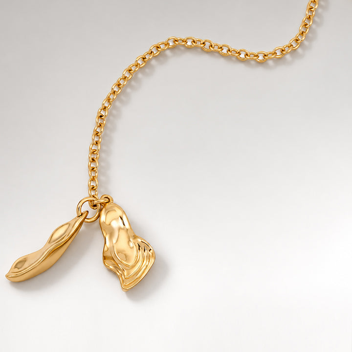 Lasa Lariat Mix Chain Necklace in Gold