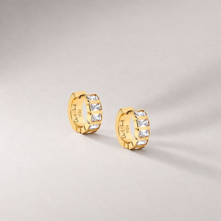 Kwarlo MIni Pave Bar Hoop Earrings