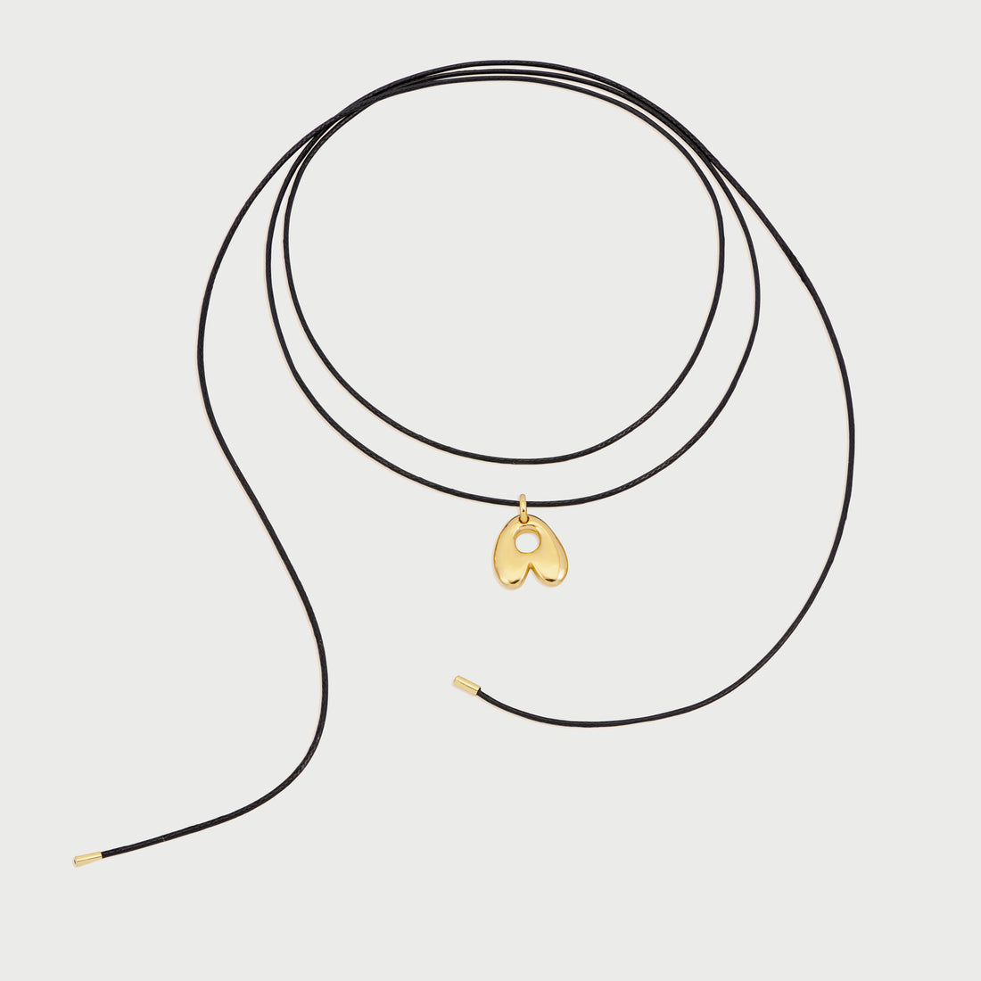 Initial A Cord String Necklace in Gold