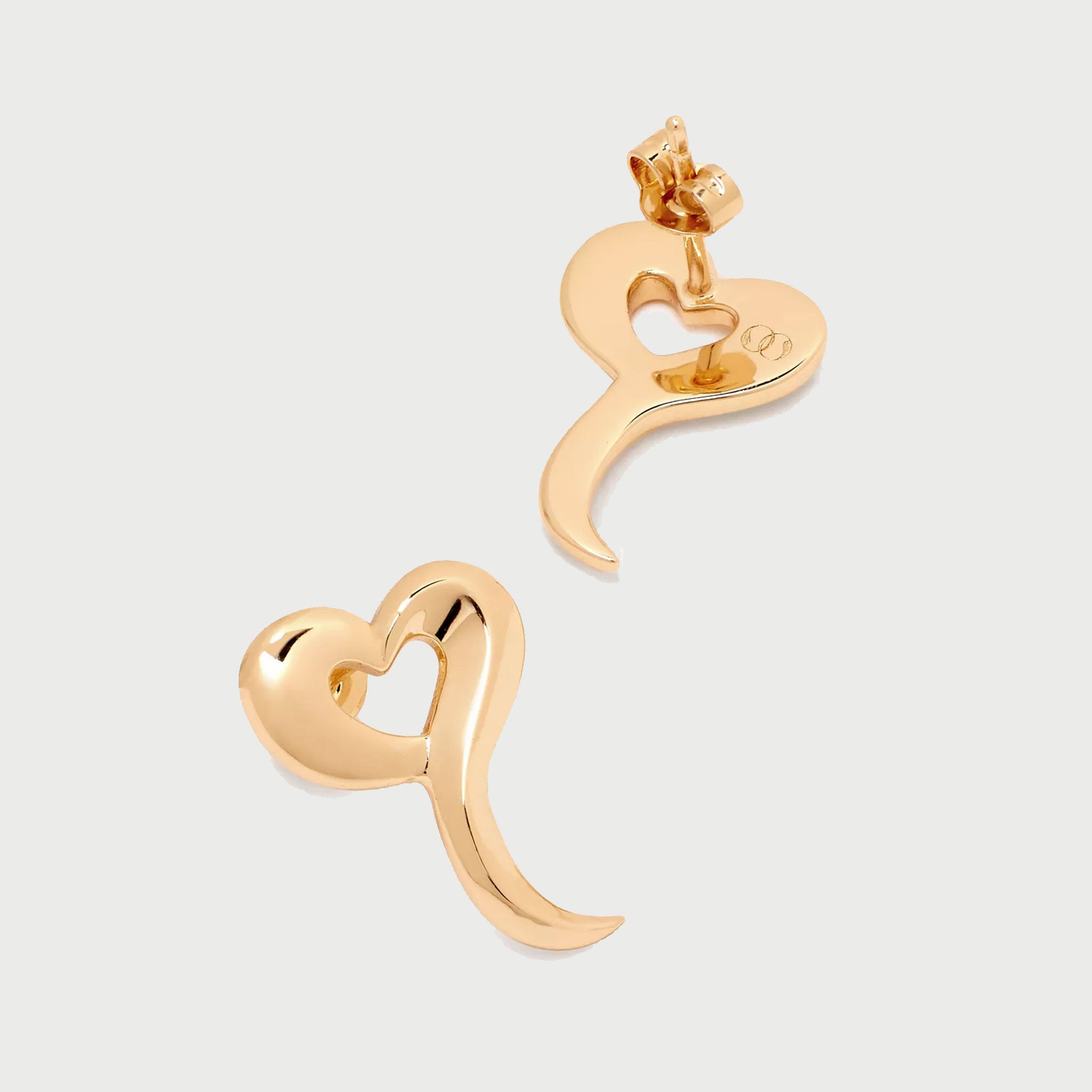 Love Heart Stud Earrings in Gold