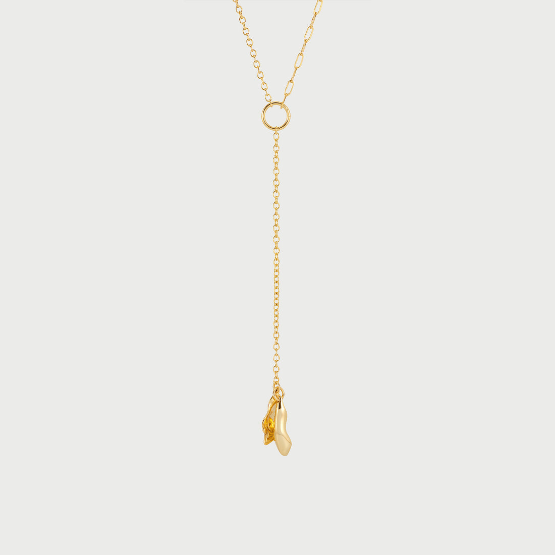 Lariat Mix Chain Necklace in Gold