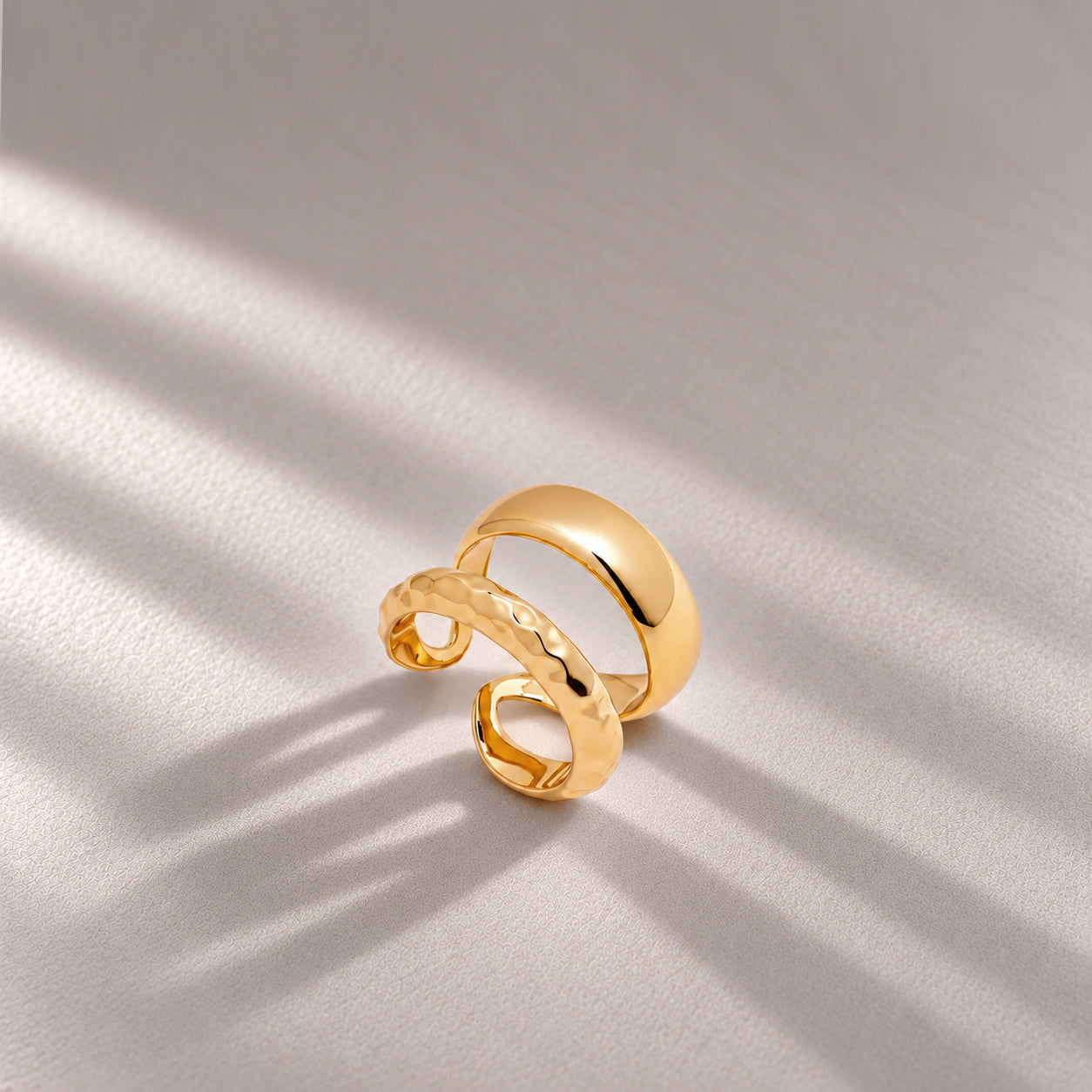 Cleo Double Hammered Ring in Gold