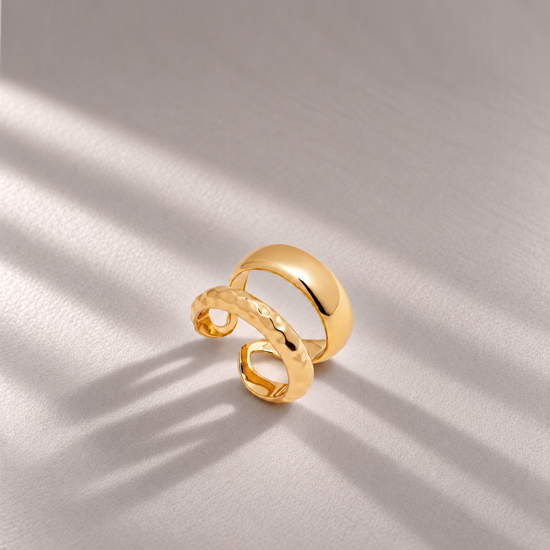 Cleo Double Hammered Ring in Gold