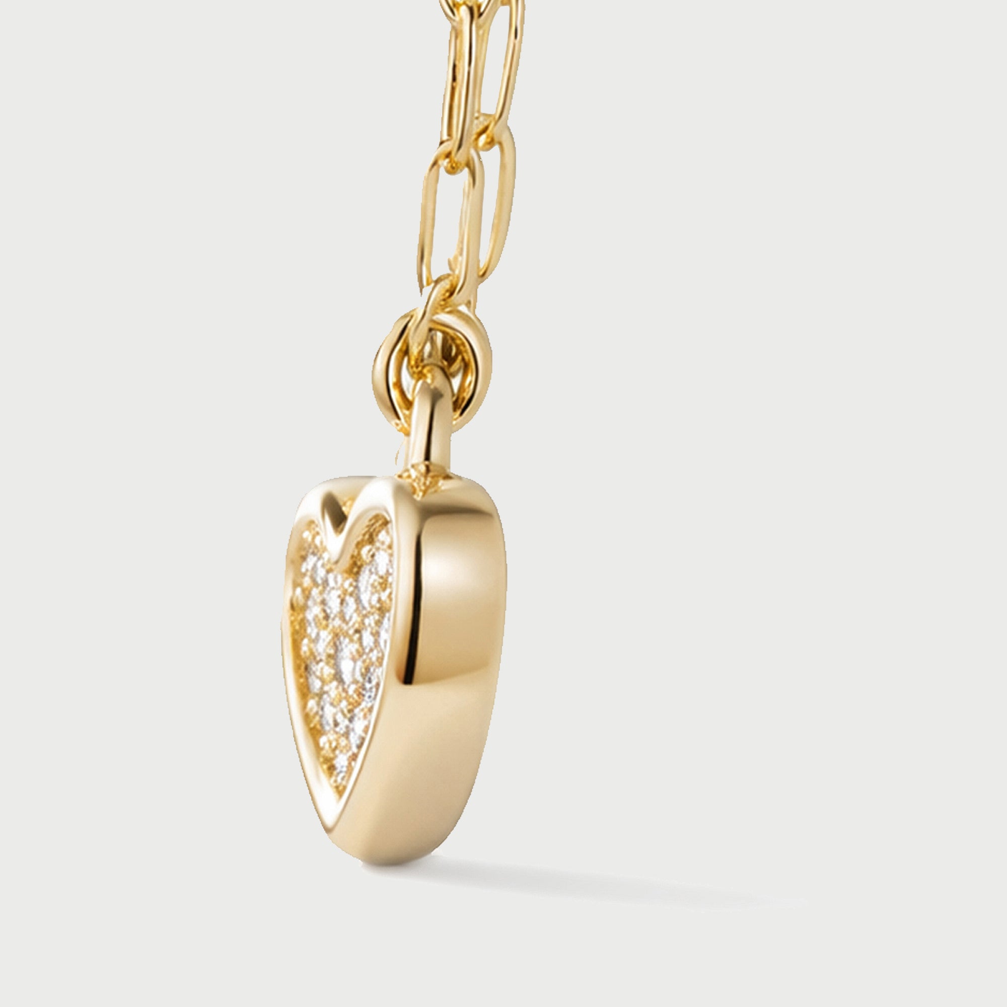 Link Heart Pave Short Necklace in Gold