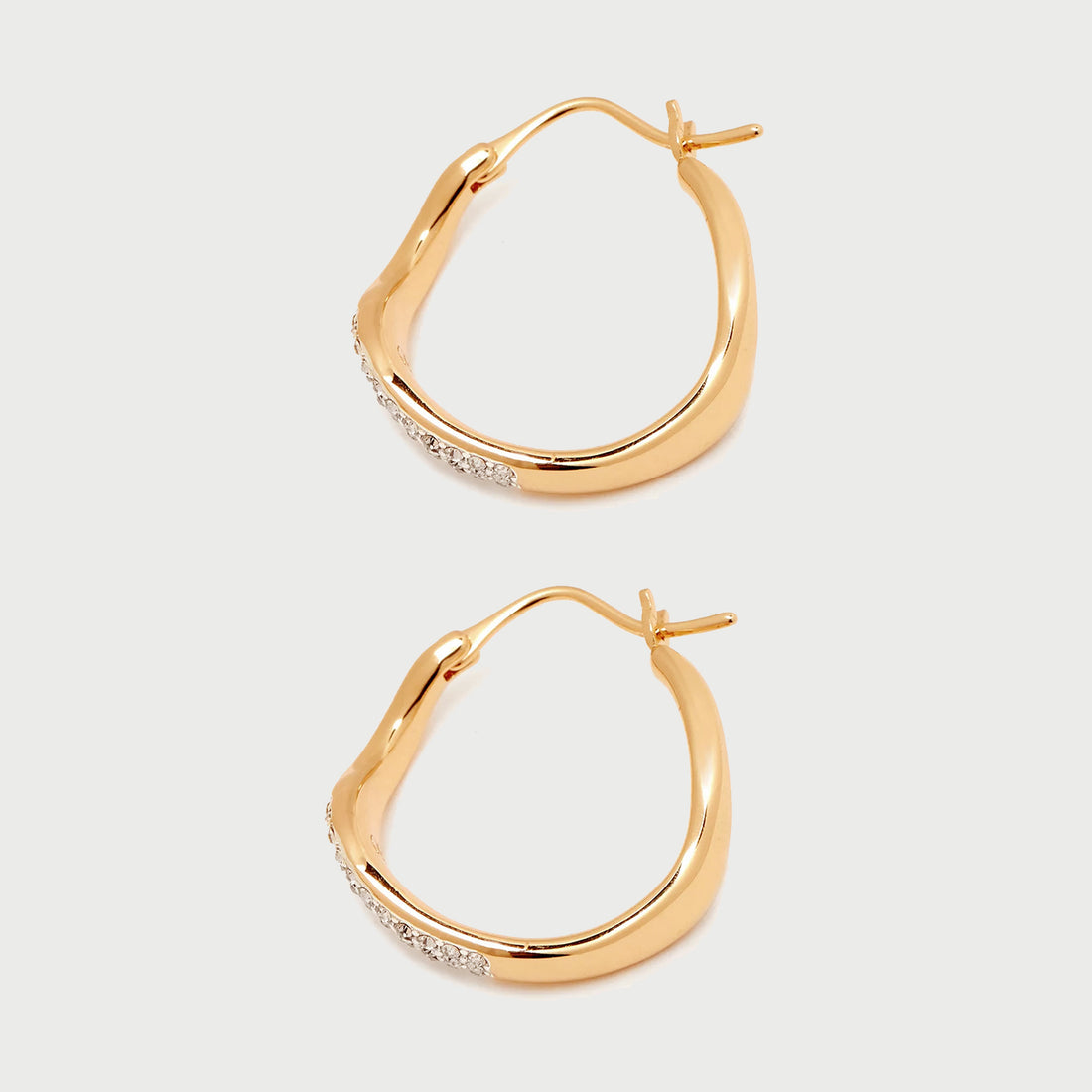Curved Mini Pave Hoop Earrings in Gold