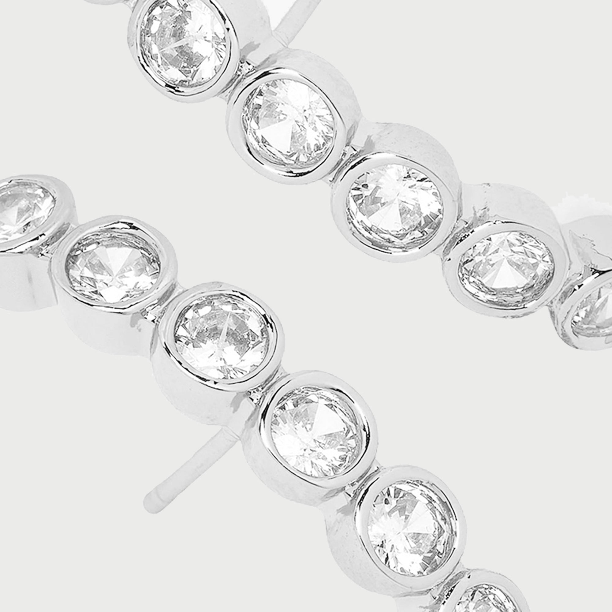 Averto Face On Stud Earrings in Silver and Crystals