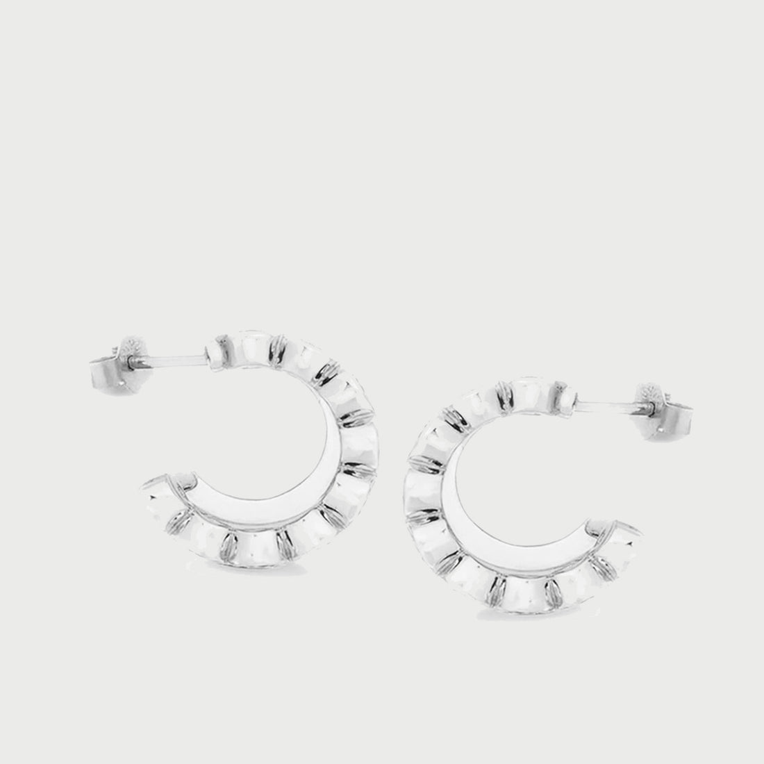 Averto Mini Crystal Double Hoop Earrings in Silver