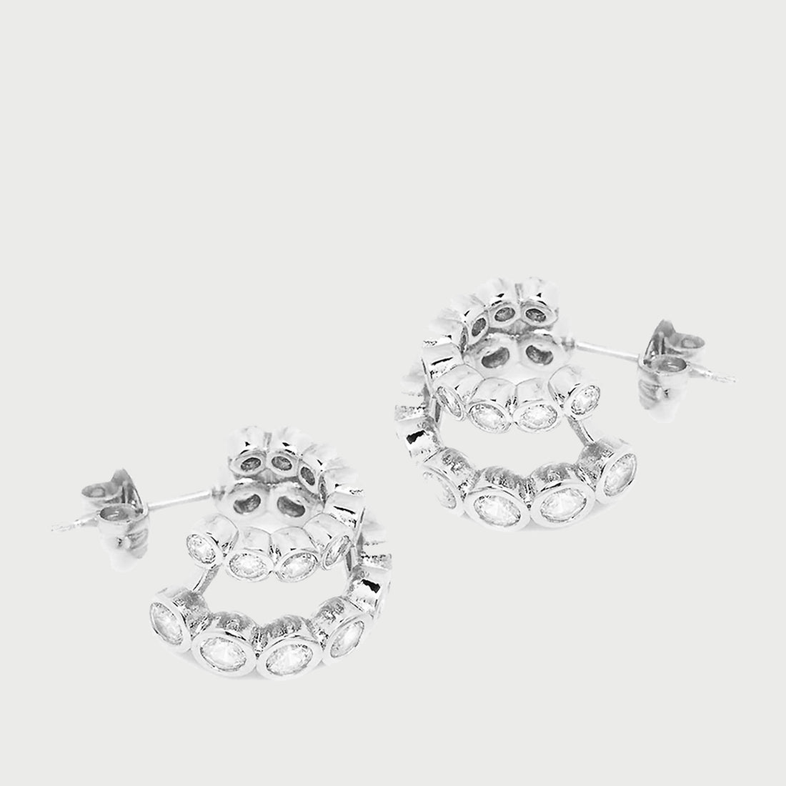 Averto Mini Crystal Double Hoop Earrings in Silver