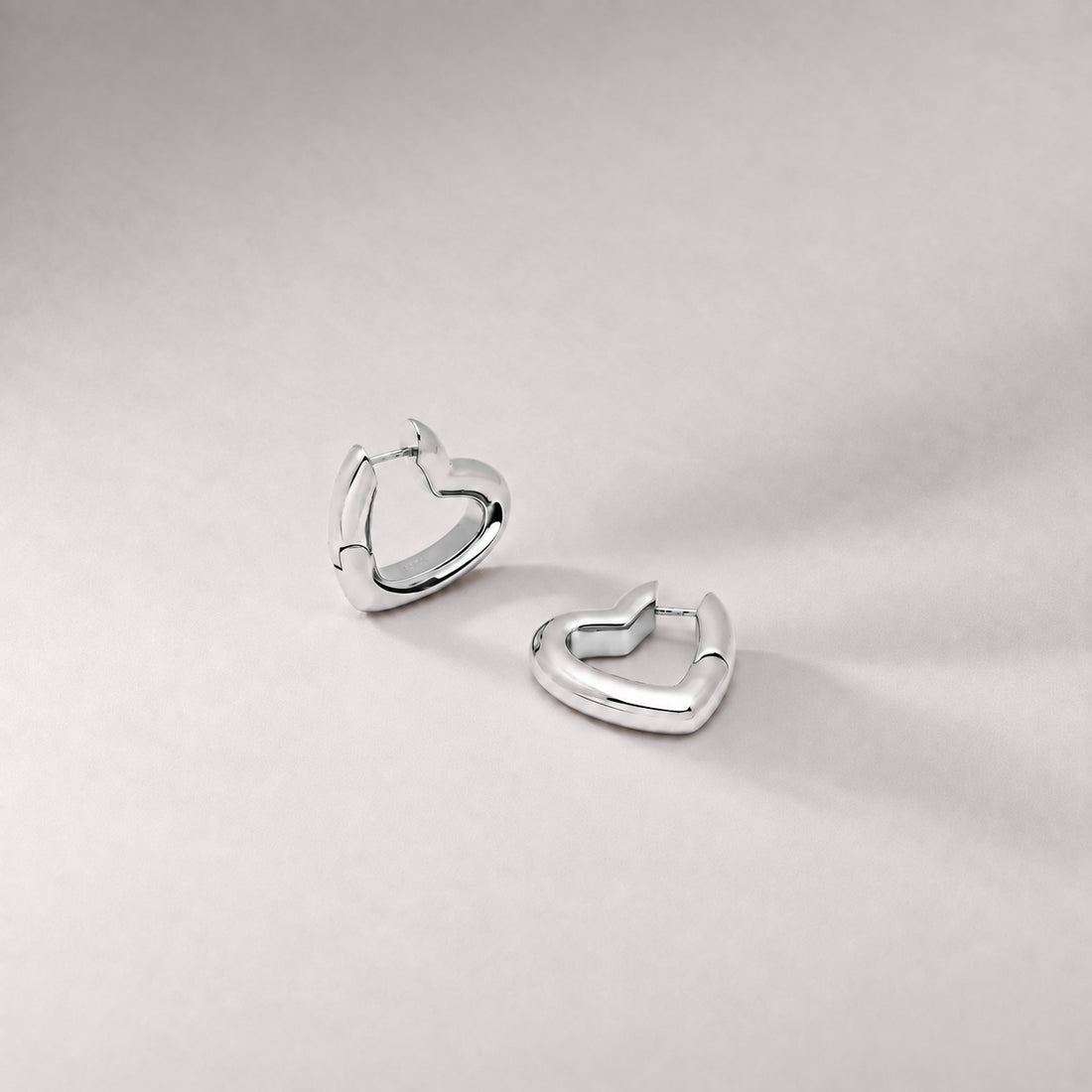 Loff Mini Heart Hoop Earrings in Silver