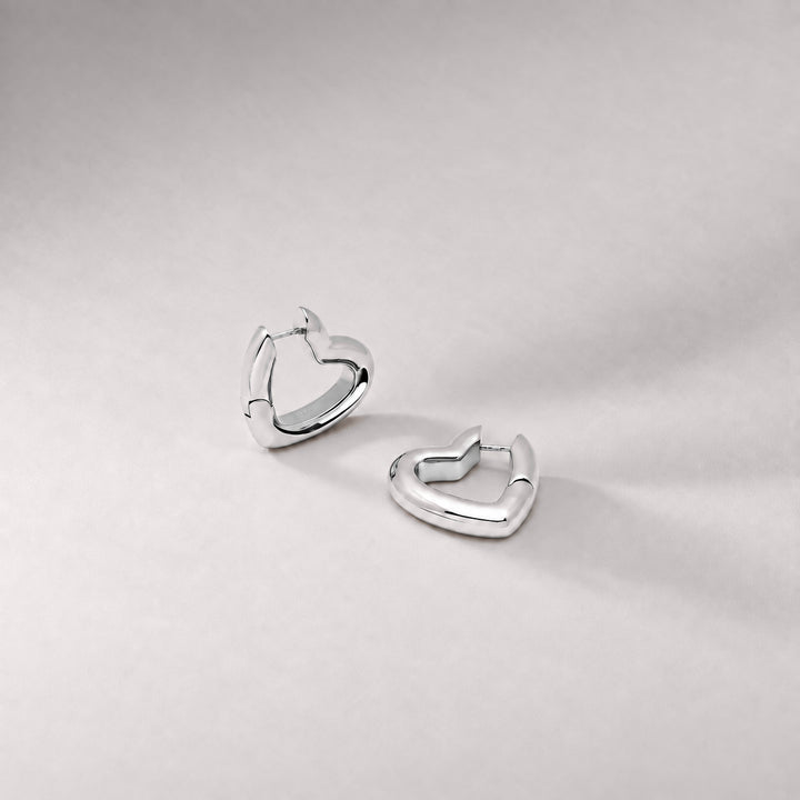Loff Mini Heart Hoop Earrings in Silver
