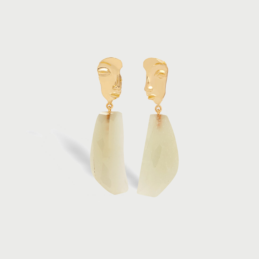 Visage Drop Earrings in Gold and Moonstone