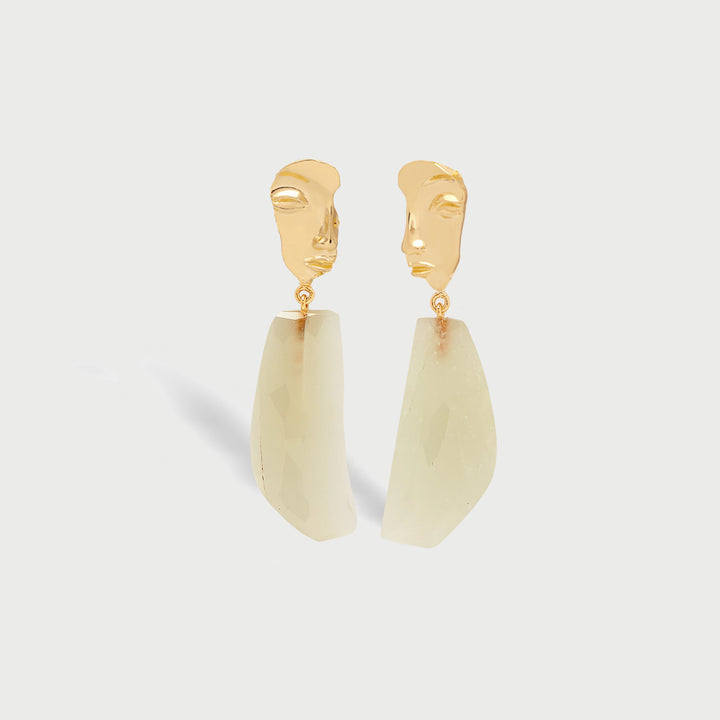 Visage Drop Earrings in Gold and Moonstone