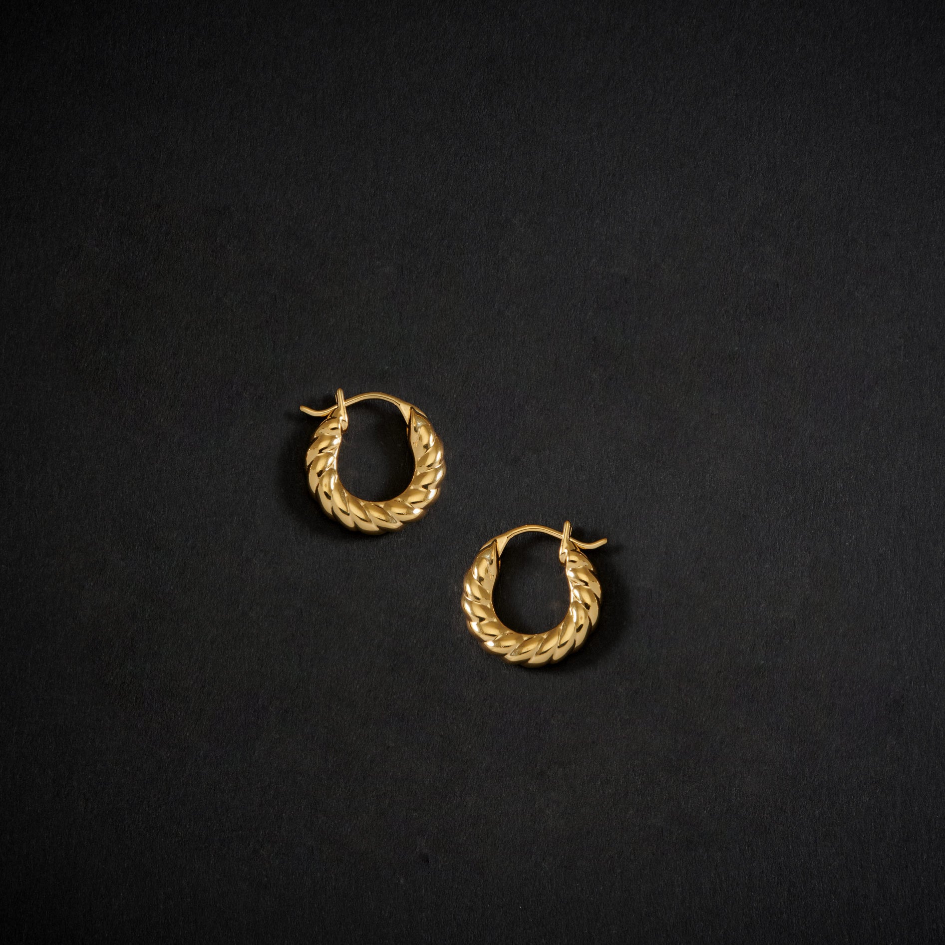 Fenny Twisted Mini Hoop Earrings in Gold