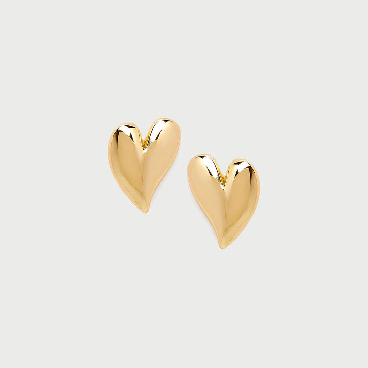 Mini Heart Stud Earrings in Gold