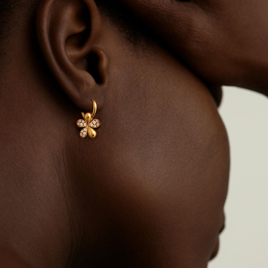 Luna Mini Crystal Hoop Earring in Gold