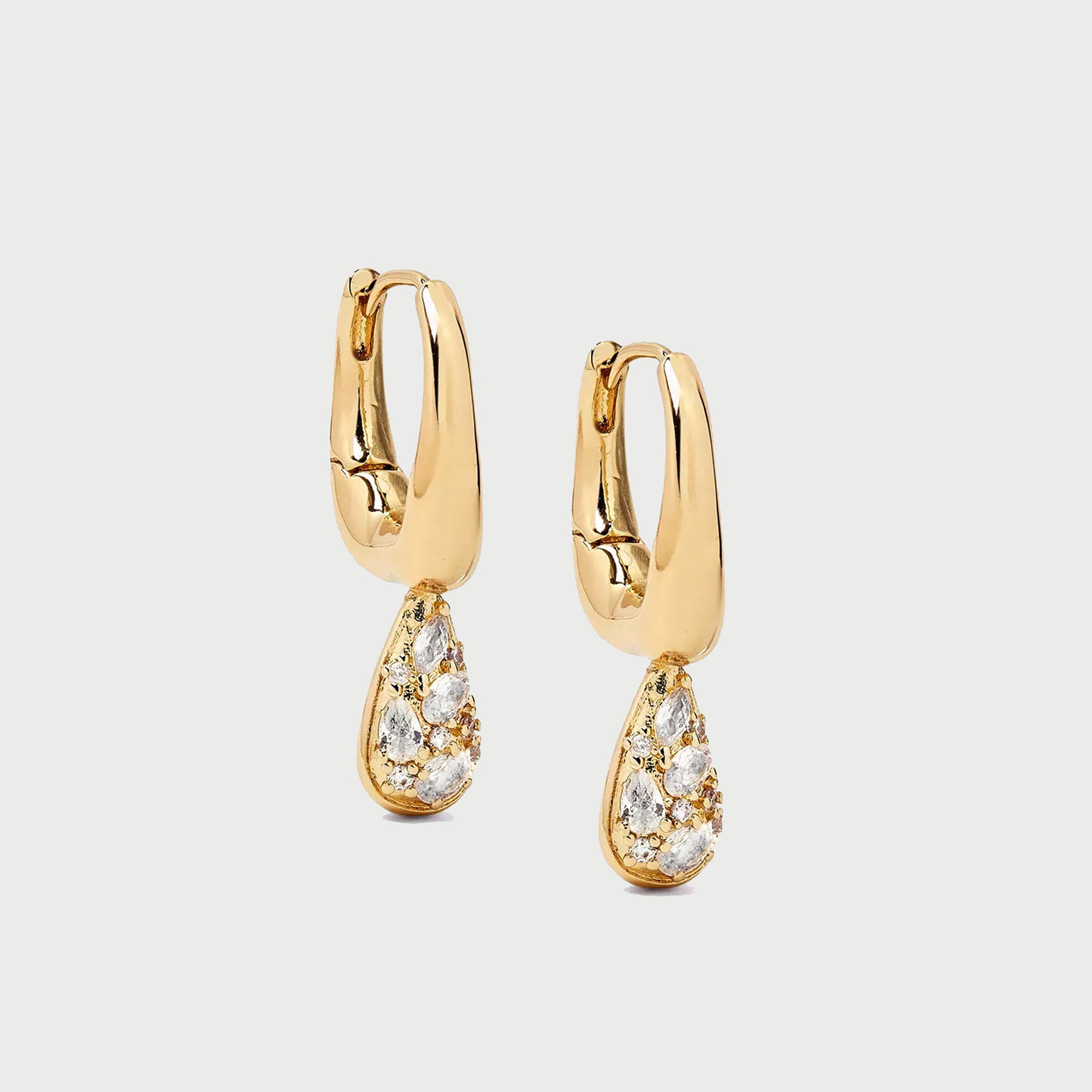 Petra Pave Hoop In Gold And Crystals