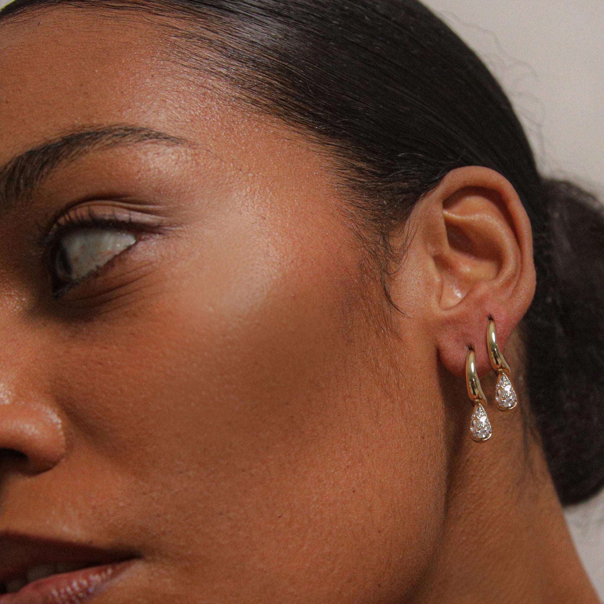 Petra Pave Hoop In Gold And Crystals