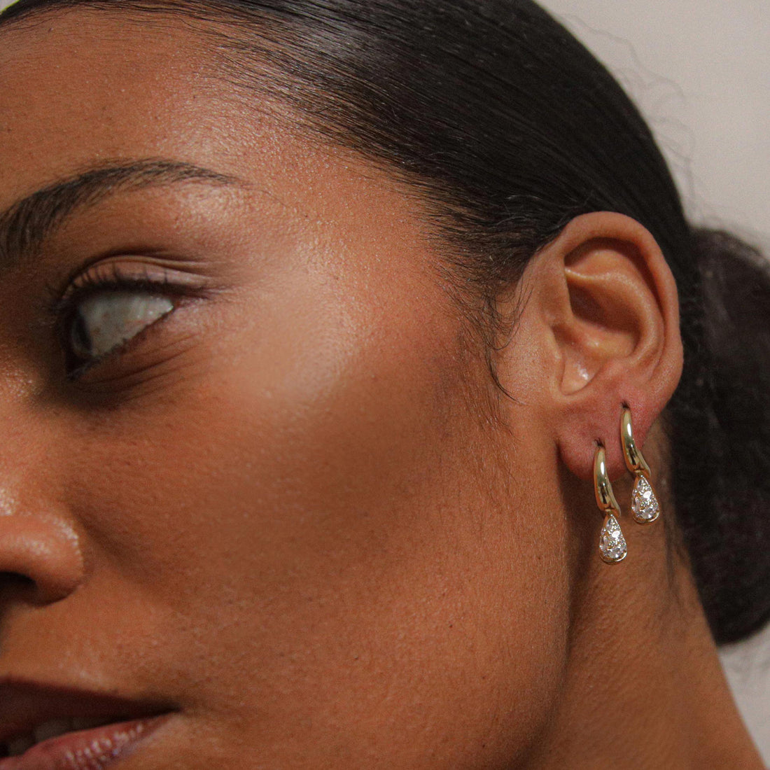 Petra Pave Hoop In Gold And Crystals