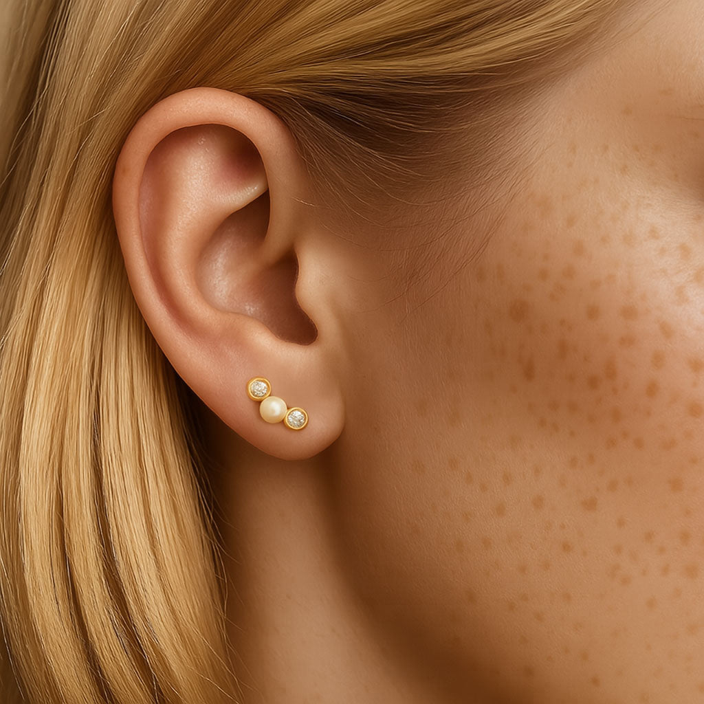 POTOSKA x YOJ Mlvo Mini Pearl Stud Earring in Gold