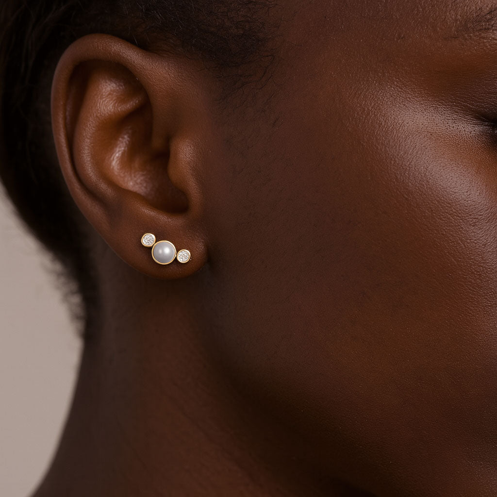 POTOSKA x YOJ Mlvo Mini Pearl Stud Earring in Gold