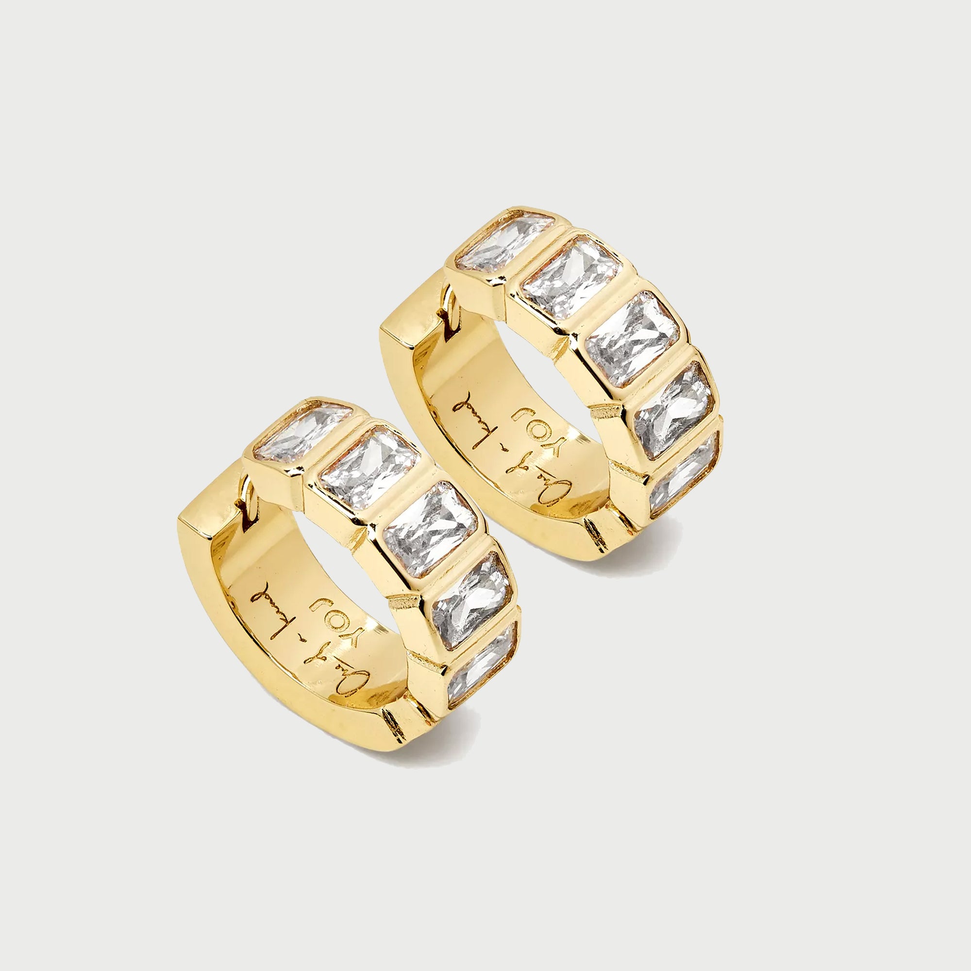 KWARLO MINI PAVE HOOP EARRINGS IN GOLD AND CRYSTALS
