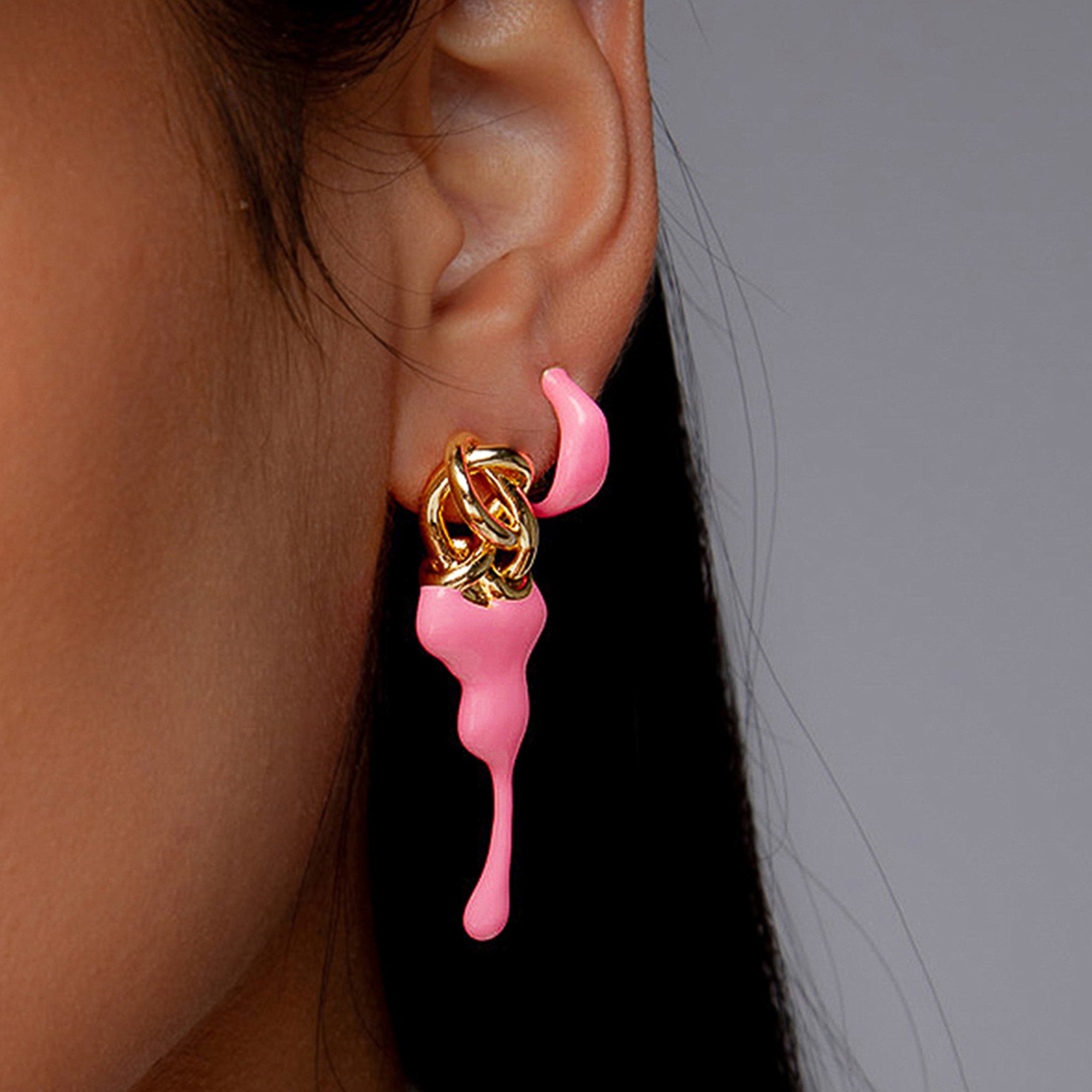 Kalno Maxi  Stud Earrings in Gold and Pink