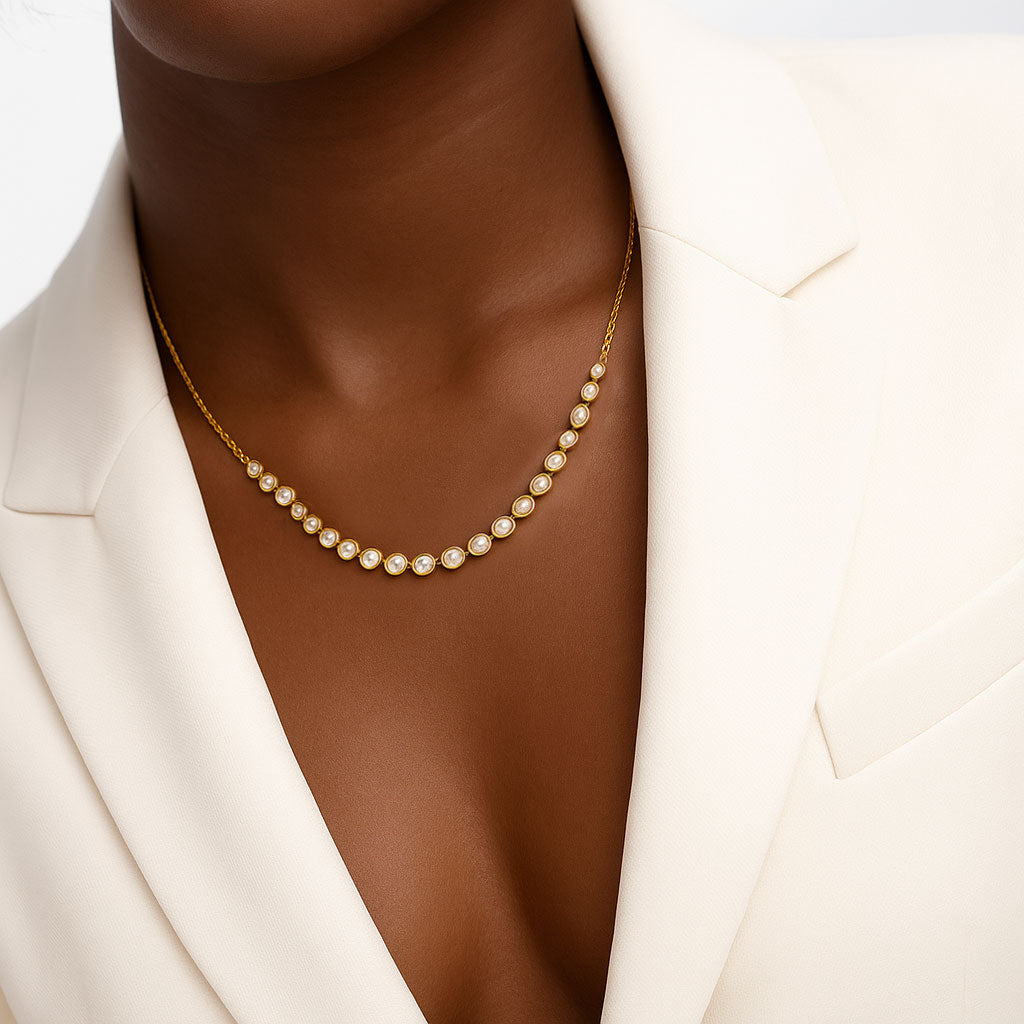 Malvo Maxi Crystal Chain Necklace in Gold