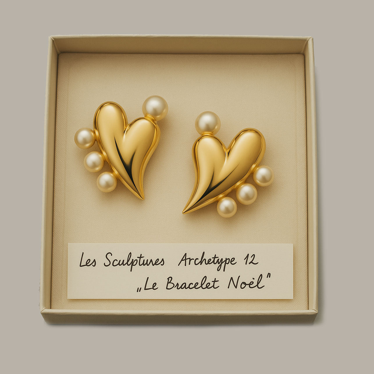 Loff Mini Pearl Heart Stud Earrings in Gold