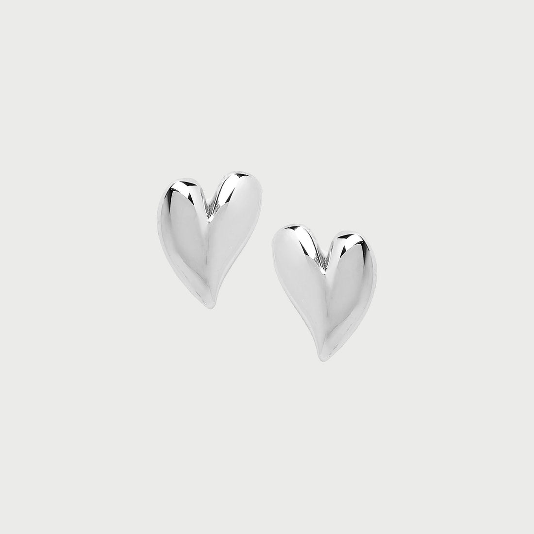Mini Heart Stud Earrings in Silver