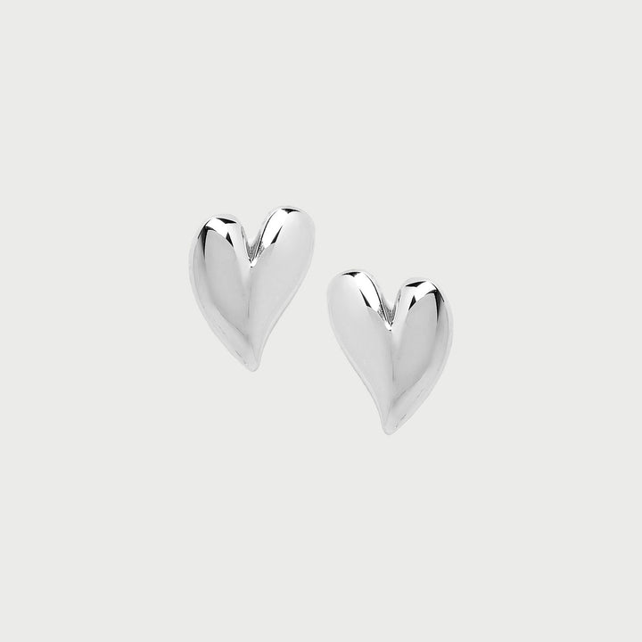Mini Heart Stud Earrings in Silver