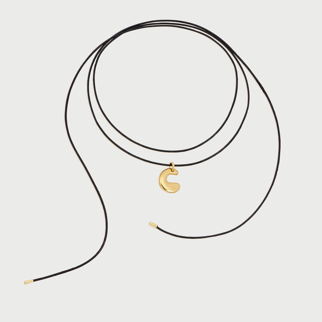 Initial C Cord String Necklace in Gold