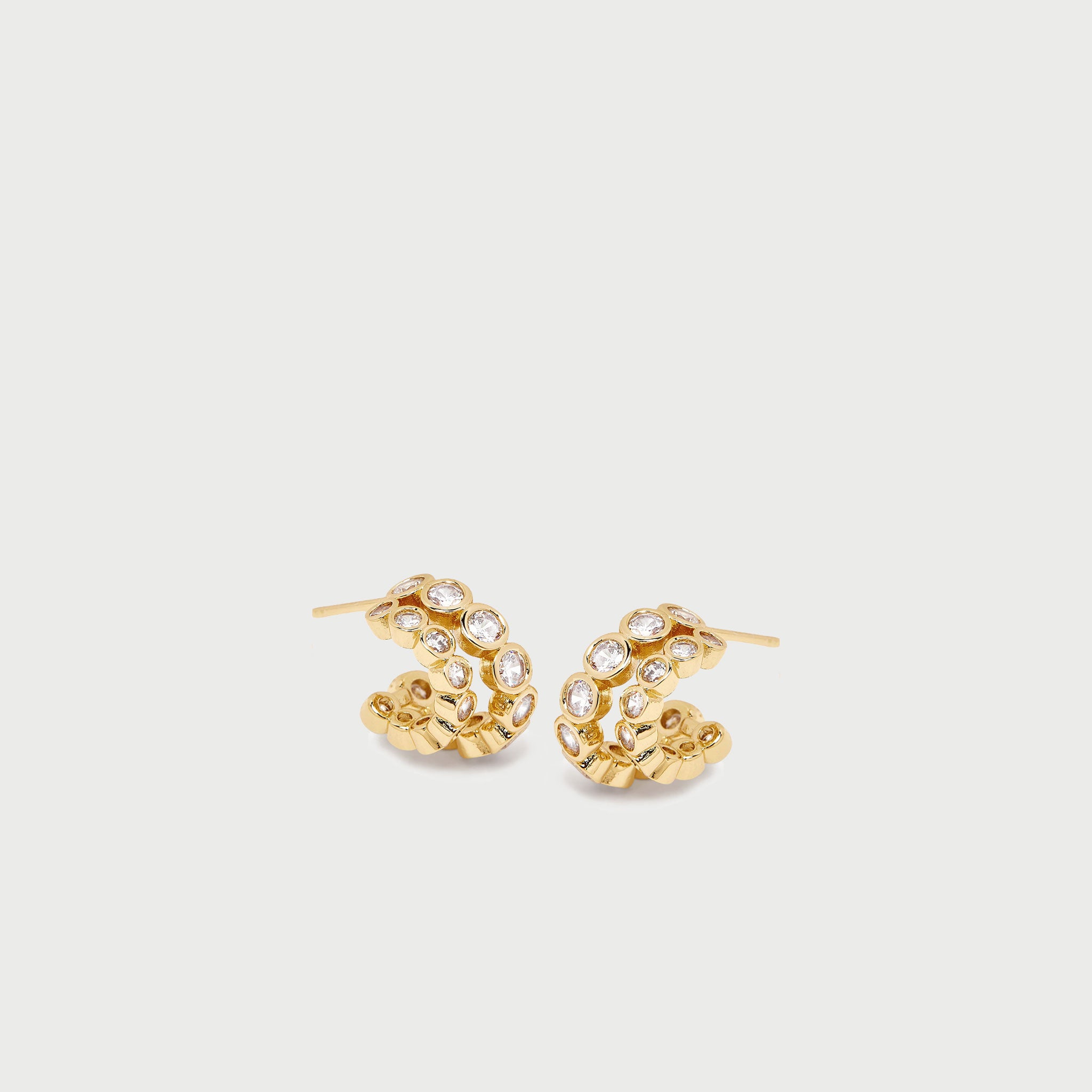 Avert Mini Crystal Double Hoop Earrings in Gold