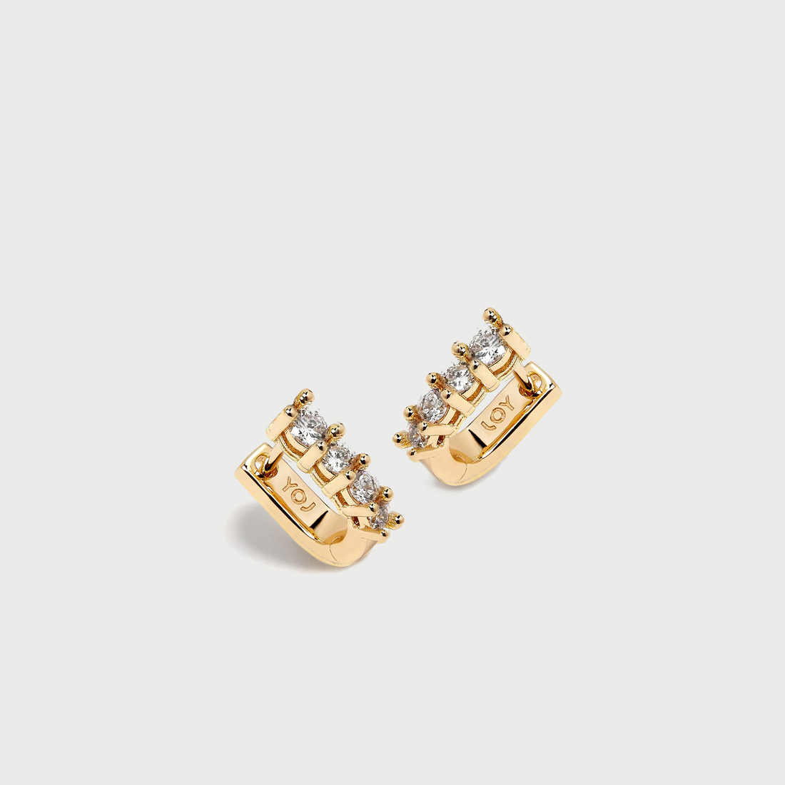 Marlo Mini Crystal Hoop Earrings in Gold