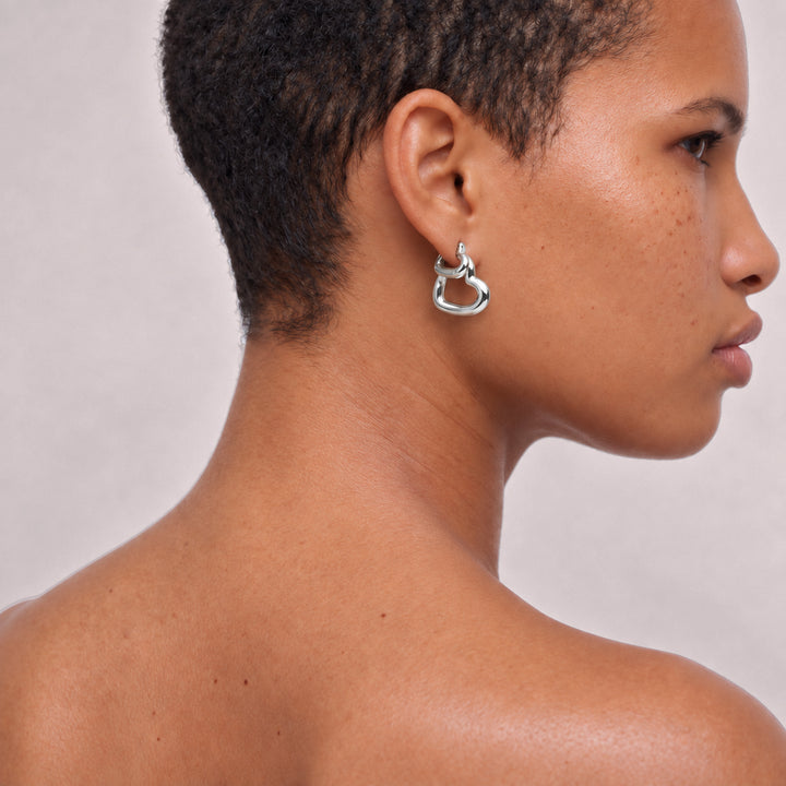 Loff Mini Heart Hoop Earrings in Silver