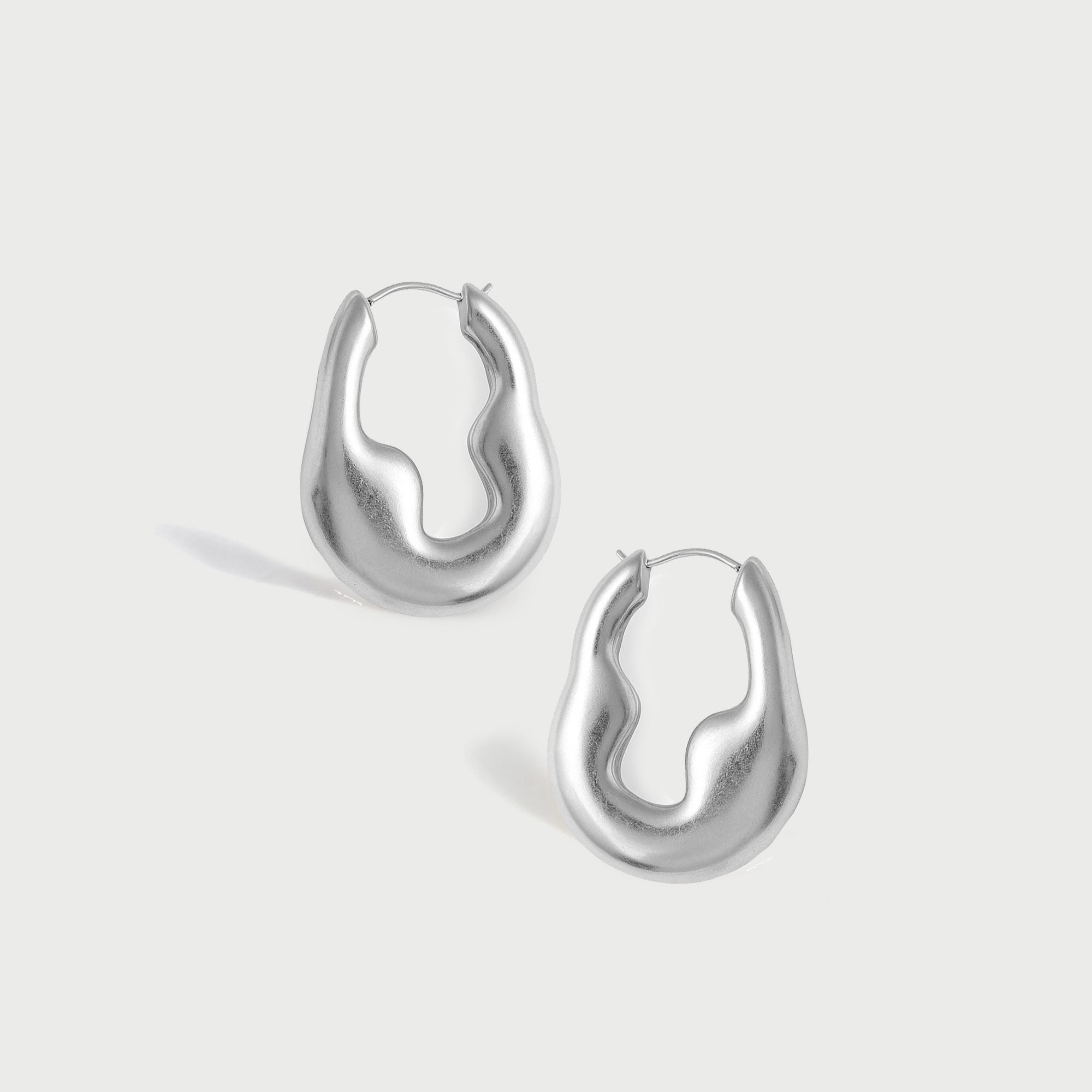Charlotte x YOJ Luna Drop Hoops in Siilver