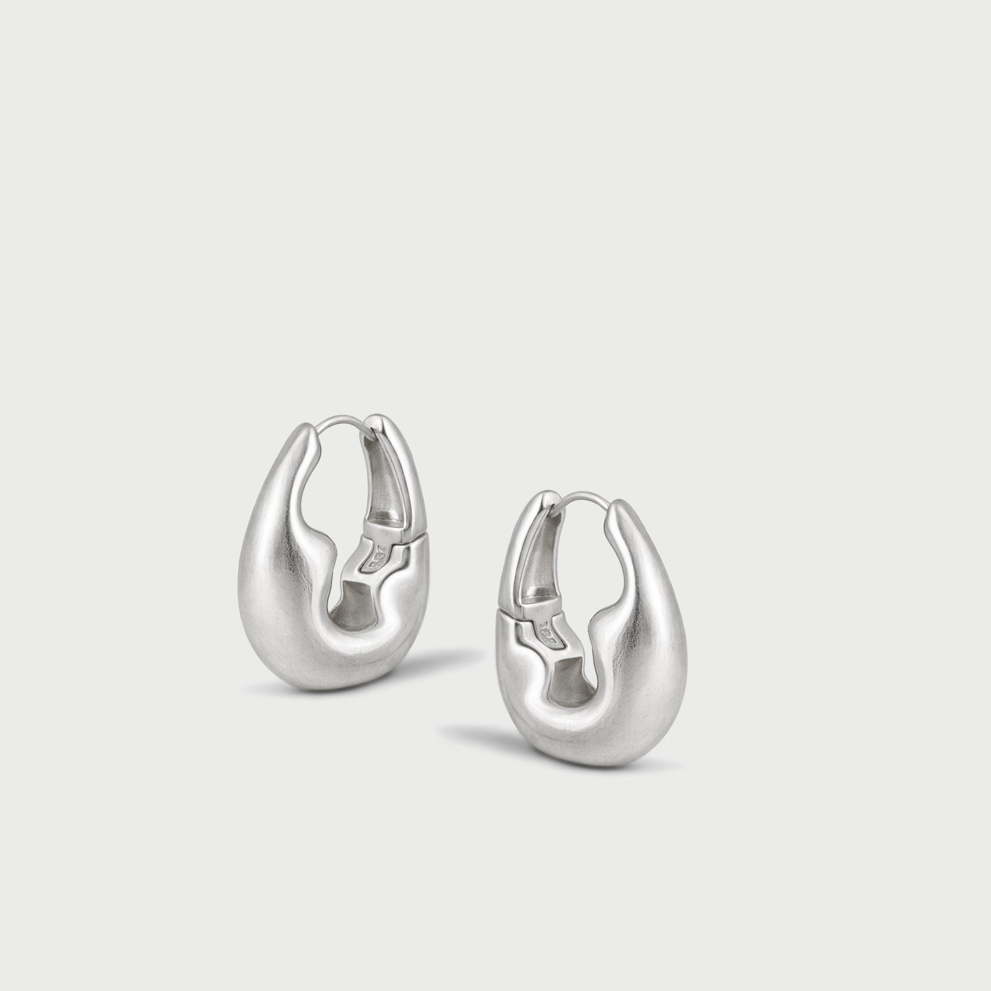 Charlotte x YOJ Luna Drop Hoops in Siilver