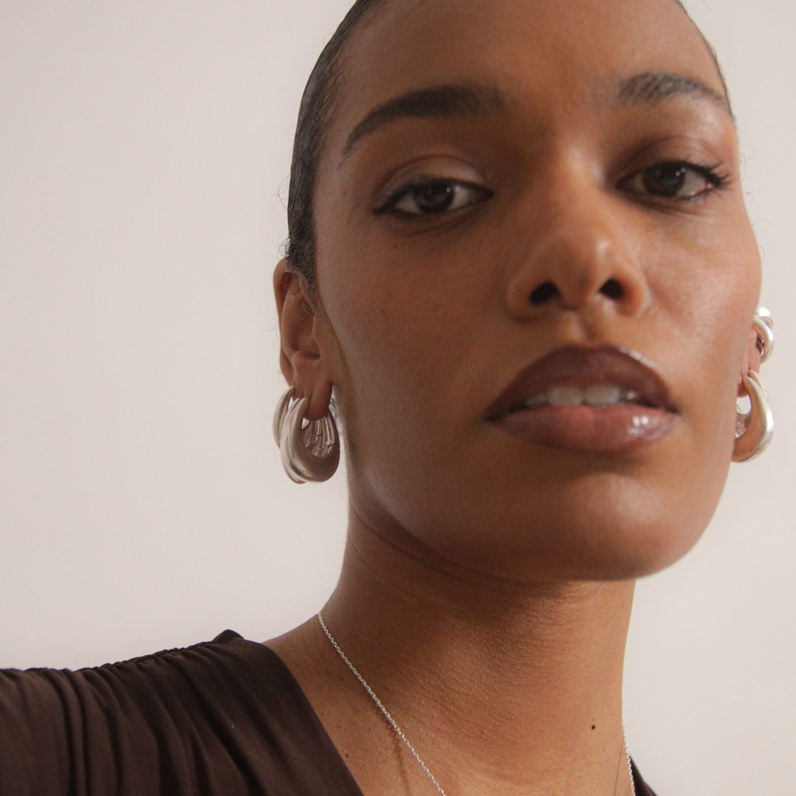 Charlotte x YOJ Eclipse Midi Hoops in Silver