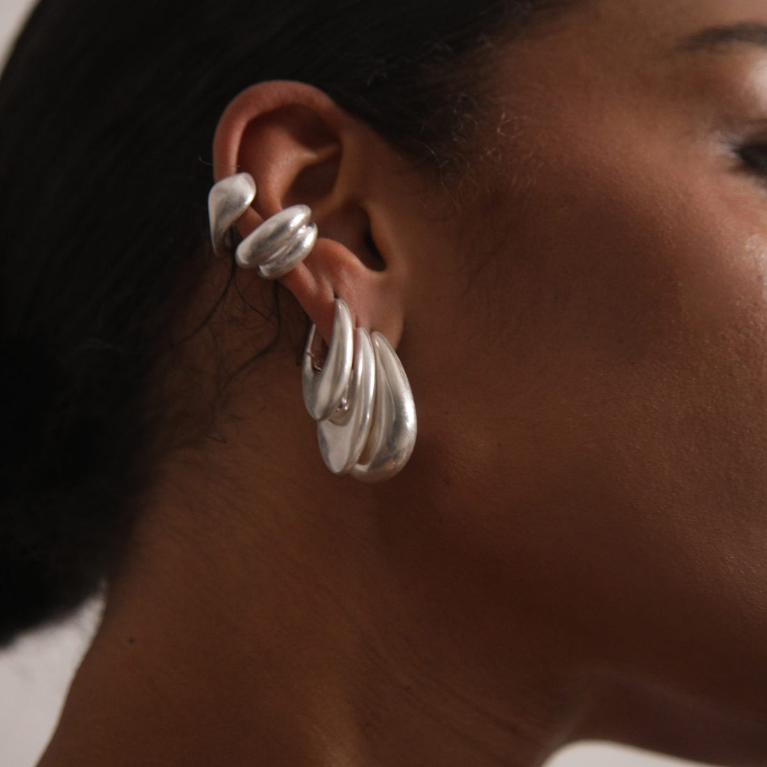 Charlotte x YOJ Molten Ear Cuff in Silver