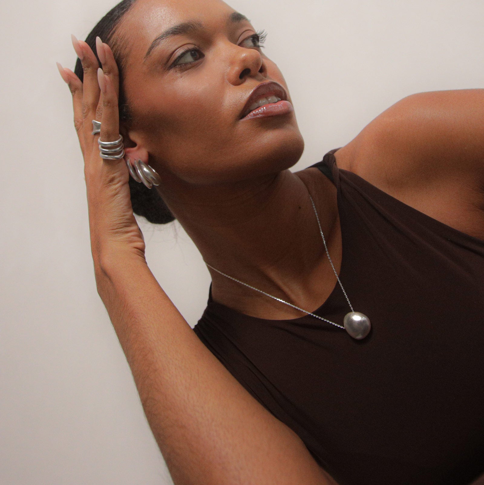 Charlotte x YOJ Luna Dome Necklace in Silver