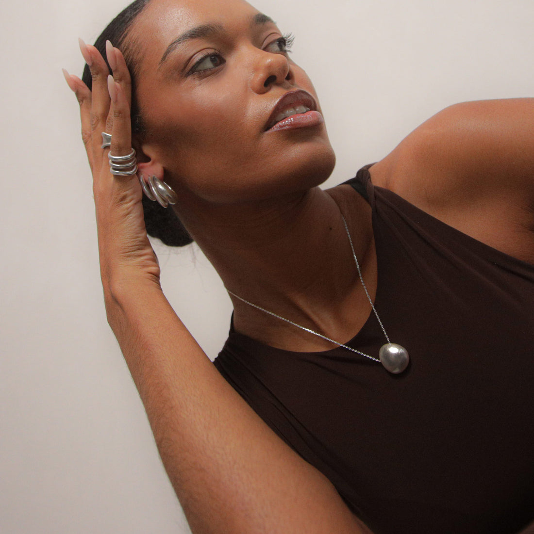 Charlotte x YOJ Luna Dome Necklace in Silver