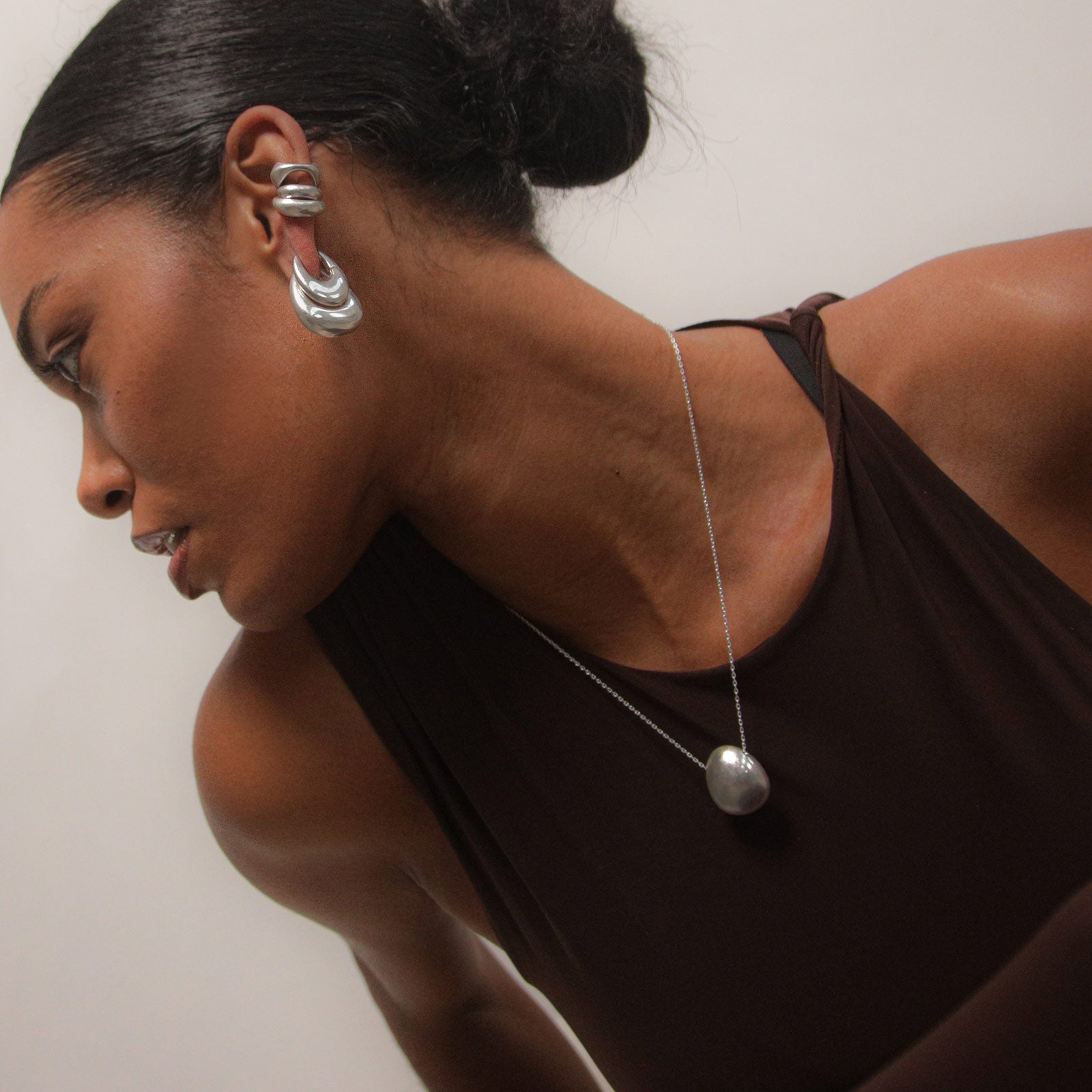 Charlotte x YOJ Luna Dome Necklace in Silver