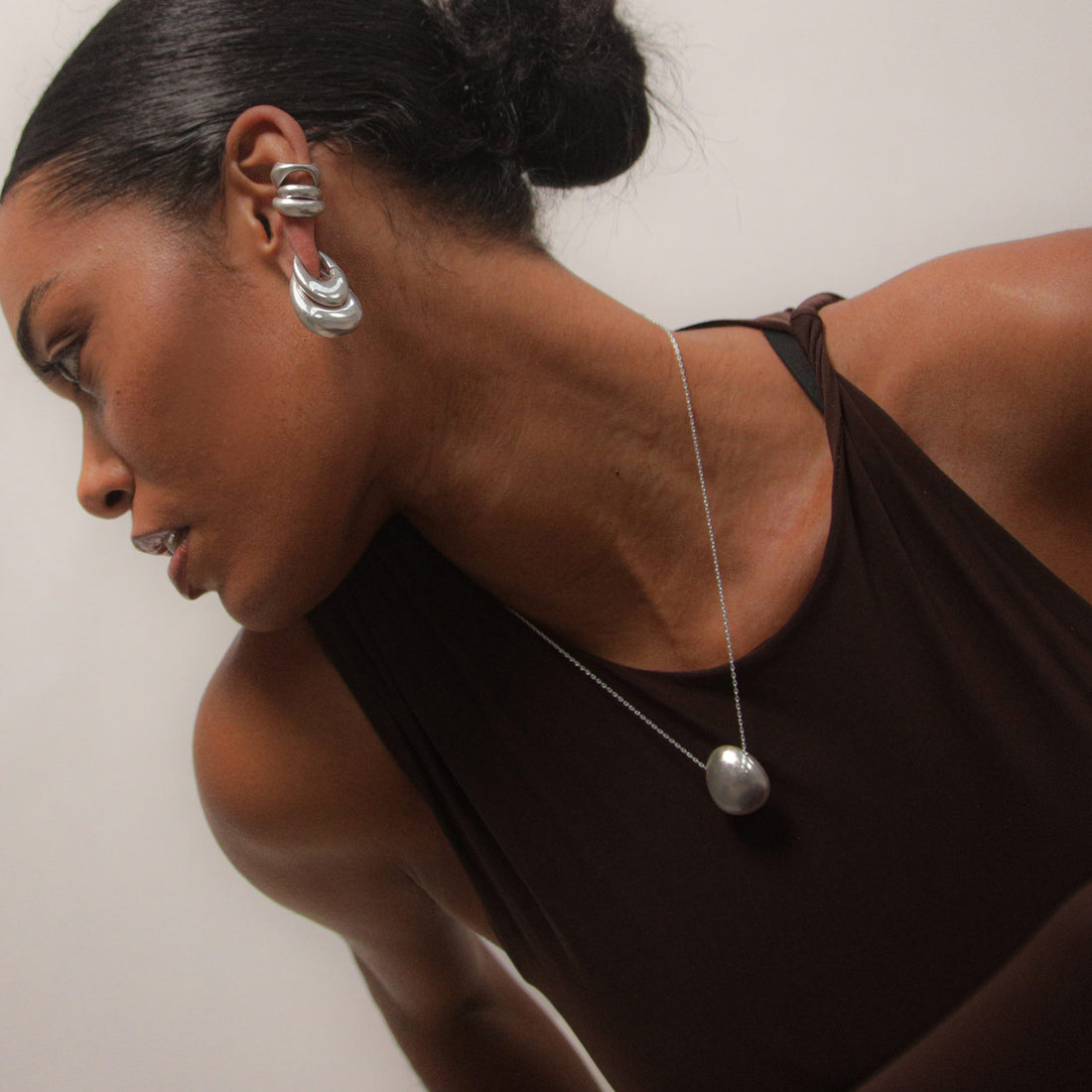 Charlotte x YOJ Luna Dome Necklace in Silver