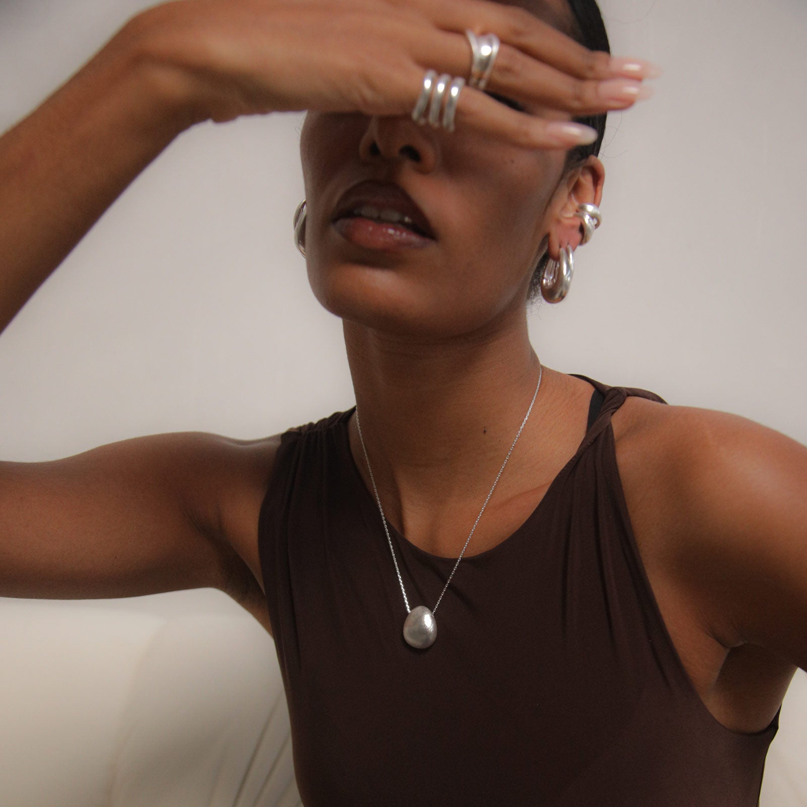 Charlotte x YOJ Luna Dome Necklace in Silver
