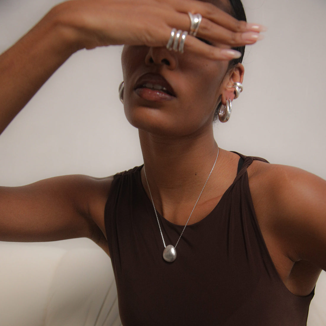 Charlotte x YOJ Luna Dome Necklace in Silver