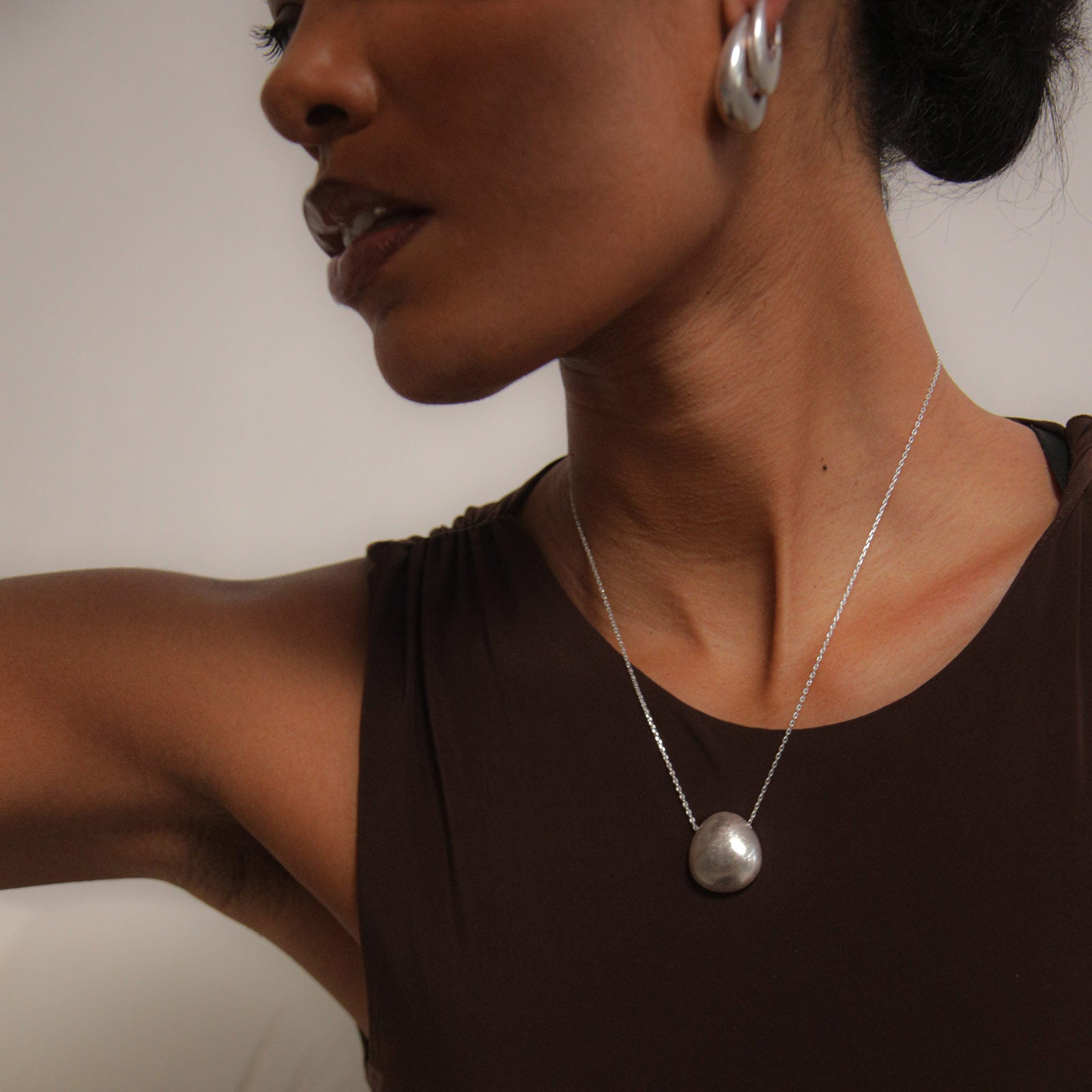 Charlotte x YOJ Luna Dome Necklace in Silver