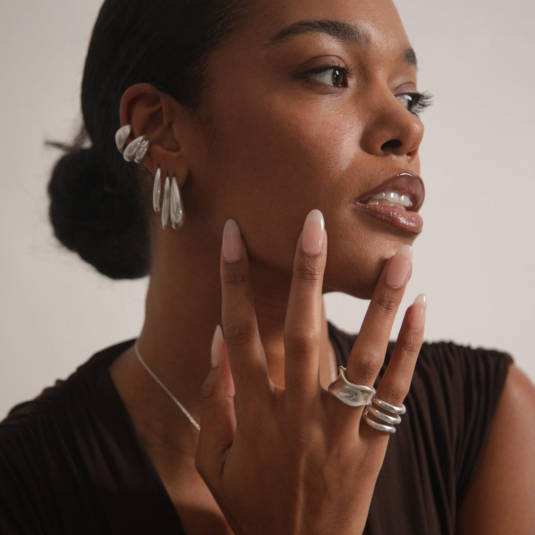 Charlotte x YOJ Molten Curve Ring in Silver