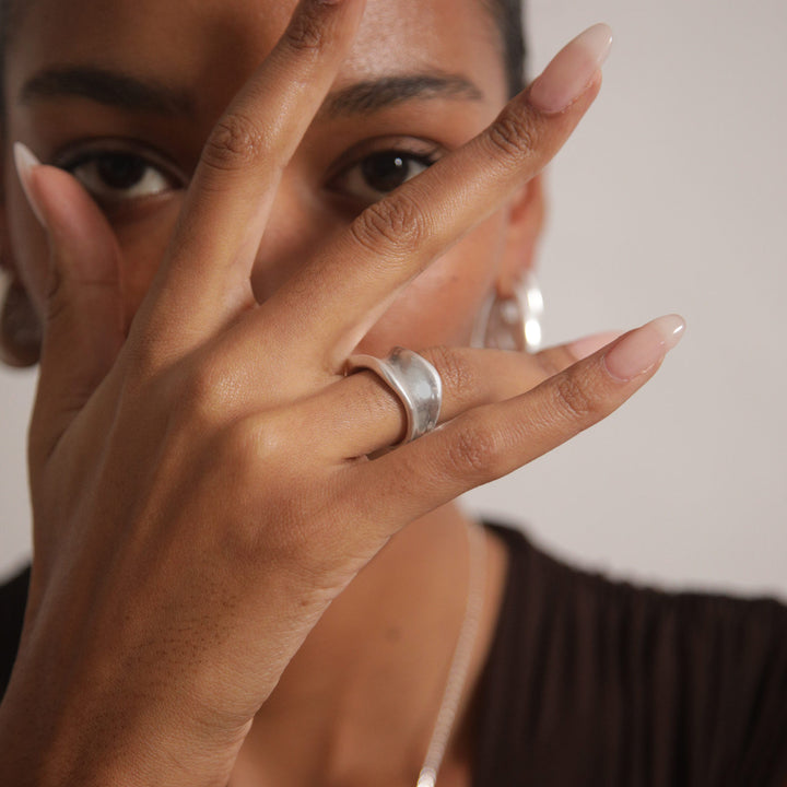 Charlotte x YOJ Molten Curve Ring in Silver